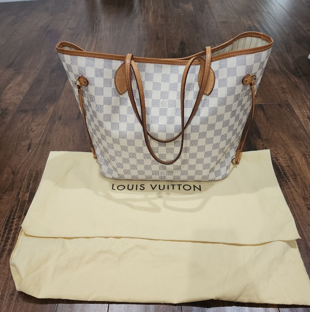 LOUIS VUITTON NEVERFULL AZUR TOTE BAG MM AUTHENTIC - Picture 3 of 17
